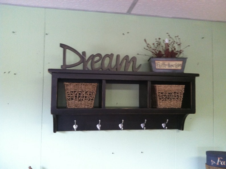 Mudroom / Foyer / Entryway / Wall Coat Rack With Storage Cubes Etsy