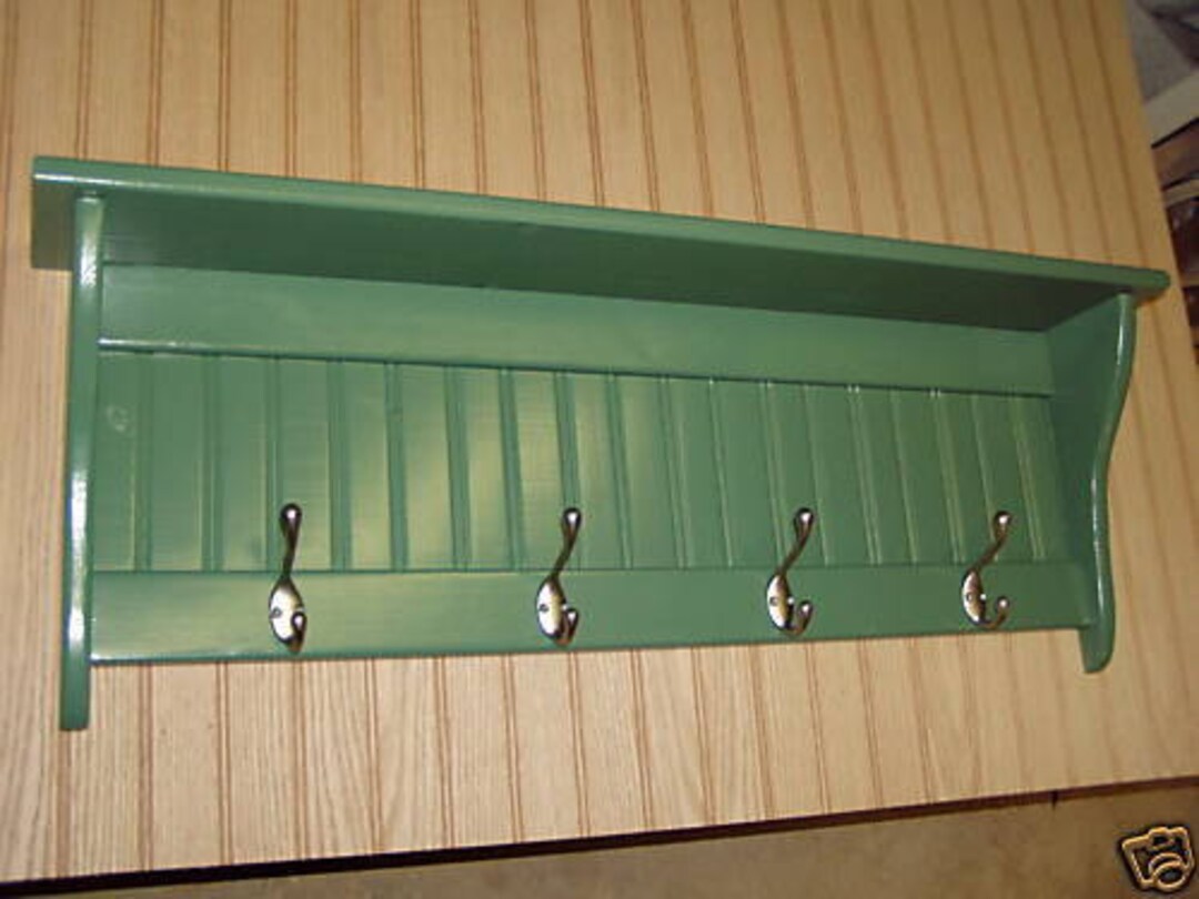 36 Inch Country Coat Rack Wall Shelf With Satin Chrome Hooks Etsy