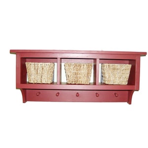 Divine - Cubbies for Bath Or Entryway With Shaker Pegs Country Style - Farmhouse Coat Rack with Shelf - Cubby Shelf - Cubby Storage