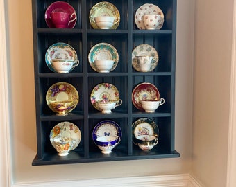 Tea Set Display Shelf, Coffee Mug Shelf Display, Tea Rack, Saucer Plate And Tea Cup Display, Wood Wall Shelf, Cup and Mug Shelf