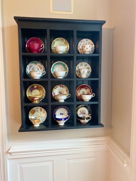 Plate Wall Display Rack for Coffee Cup & Saucer, Holder for 4 Plates & Mugs  Sets