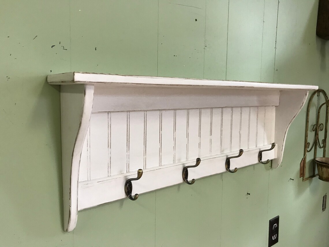 Charming Country Coat Rack Wood Wall Shelf Coat Rack With | Etsy