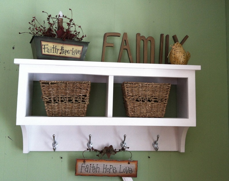 2 Cubby Wall Shelf Country Shelf For Baskets Bath Or Entryway Etsy