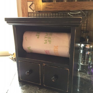 Paper Towel Rack , Kitchen Counter Top Towel Rack with Drawers, Bathroom towel holder, Recipe Holder