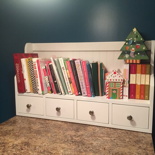 Book Stand With Recipe Drawers Kitchen Storage Bookshelf - Etsy