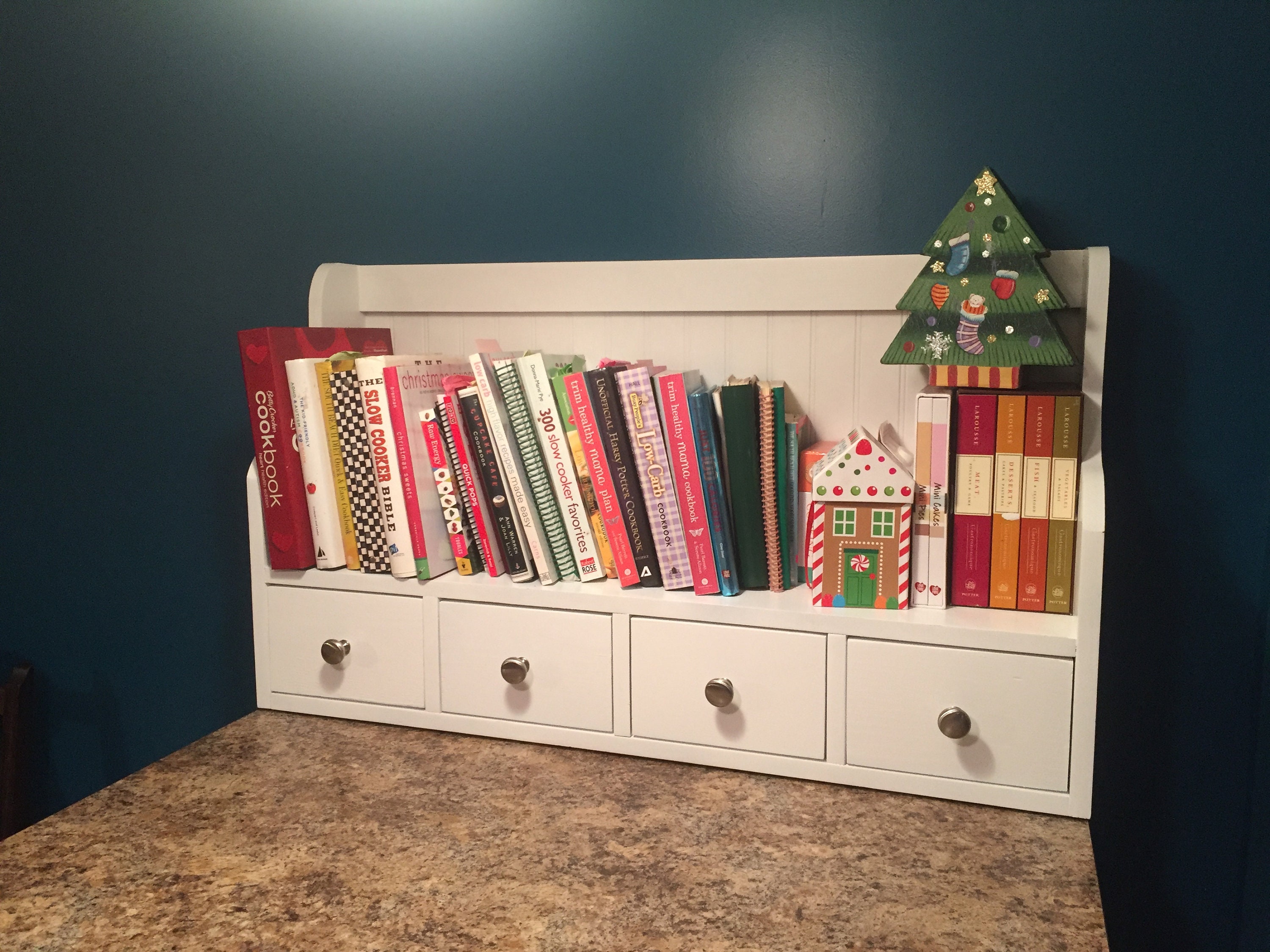 Book Stand with Recipe Drawers Kitchen Storage Bookshelf Etsy