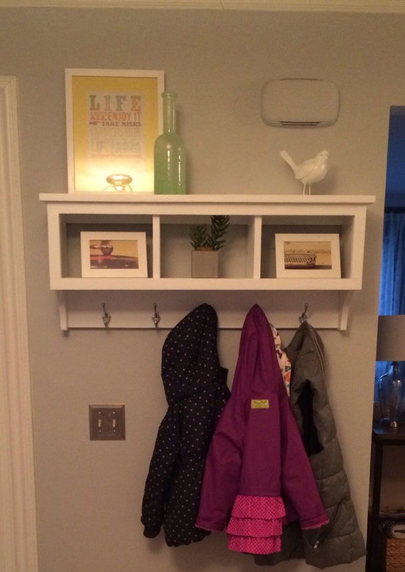 Cubby Wall Country Shelf For Baskets Bath Or Entryway W Hooks Etsy