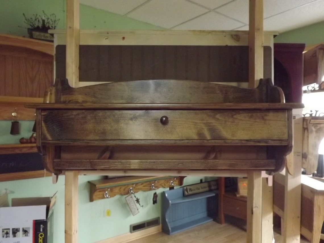 Quilt Rack Coat Glove Storage Unit 36 Oak Wall Rack Etsy