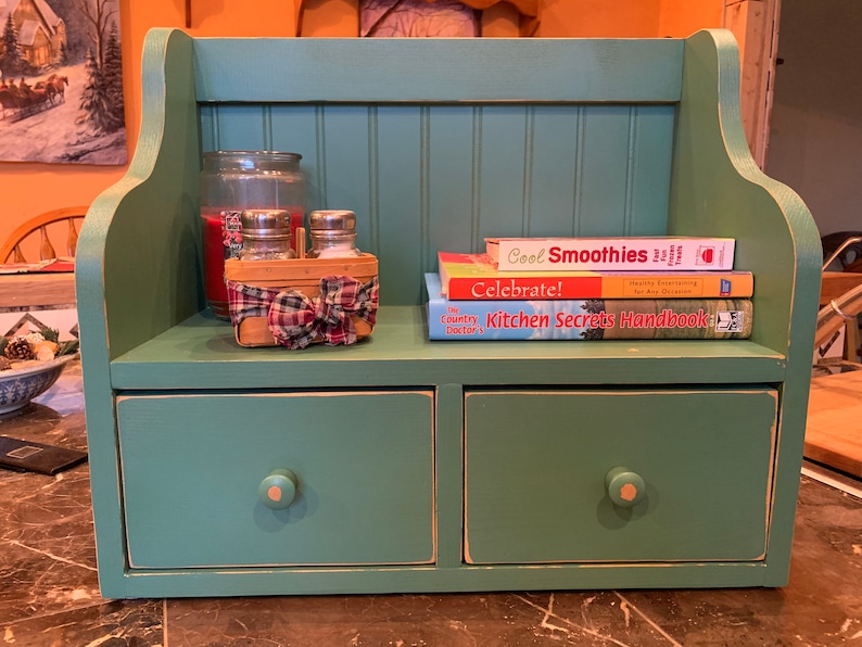 Colorful Cookbook Rack Countertop Cookbook and Recipe Holder | Kitchen Storage With Drawers - Etsy