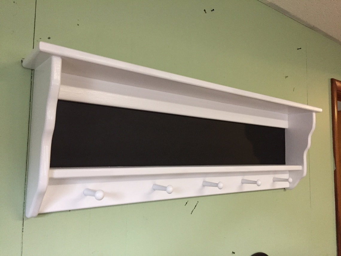 Chalkboard Message Coat Rack Shaker White Country Wall Shelf Etsy