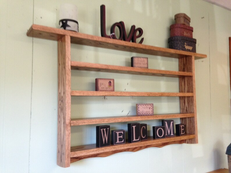 Display Wall Shelf, Oak Knick Knack Wall Rack, 42" Shadow Box ...