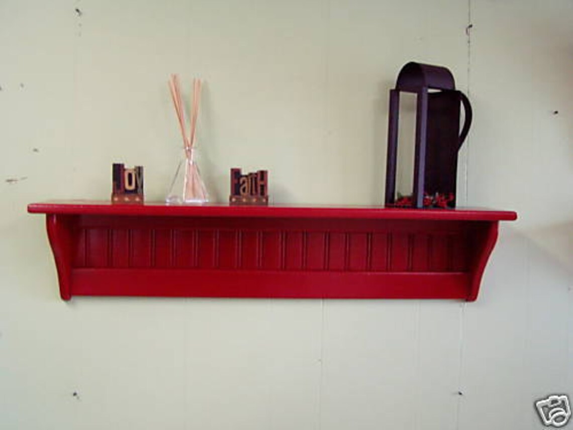 36 Pine Painted Wood Wall Shelf Display Shelf Red Etsy