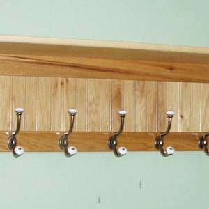 60 Oak Coat Rack 9 Deep With 9 Hooks Large Wall Hanging Display Shelf image 4