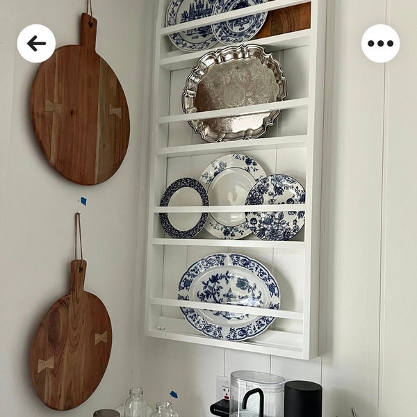 Kitchen Plate Rack, Wall Display Shelf, Dish Rack, Handmade Plate Rack, Platter Display, collector Plate Display