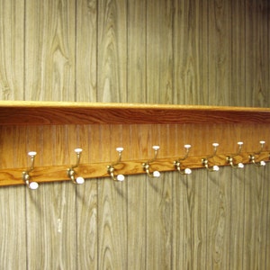 60 Oak Coat Rack 9 Deep With 9 Hooks Large Wall Hanging Display Shelf zdjęcie 5