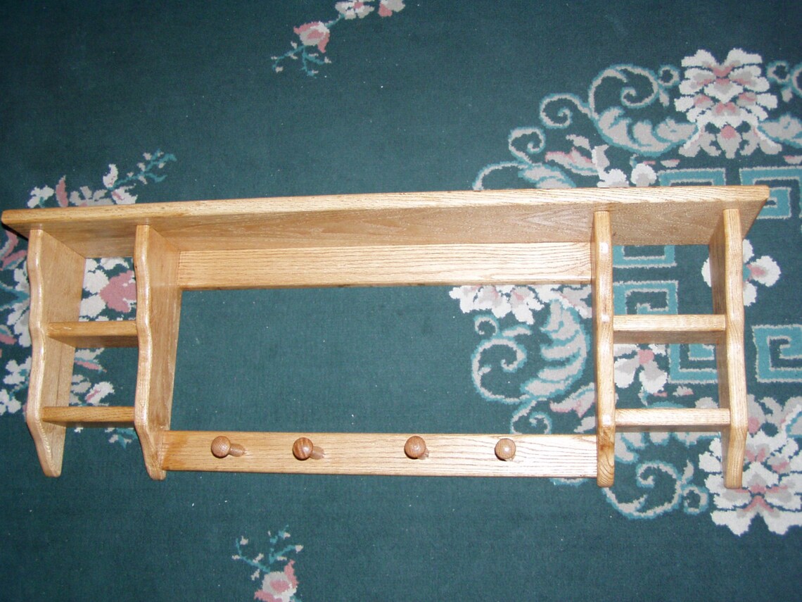 Knick Knack Display Wall Shelf Shaker Rack Oak Shadow Box Coat Rack ...