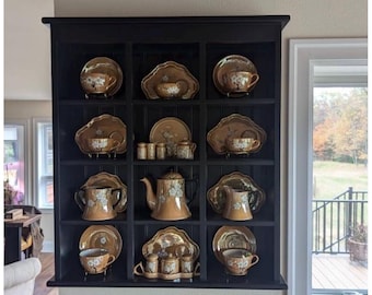 Tea Cup Display Shelf: Espresso Mug Holder, Kitchen Decor (25.5x31.75x5.75)