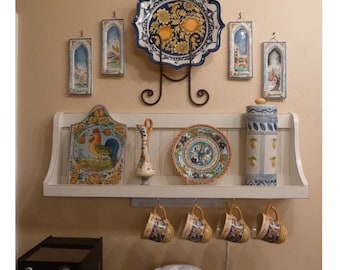 Mug Rack with Shelf: Wall-Mounted Coffee Bar, 10 Mug Hooks