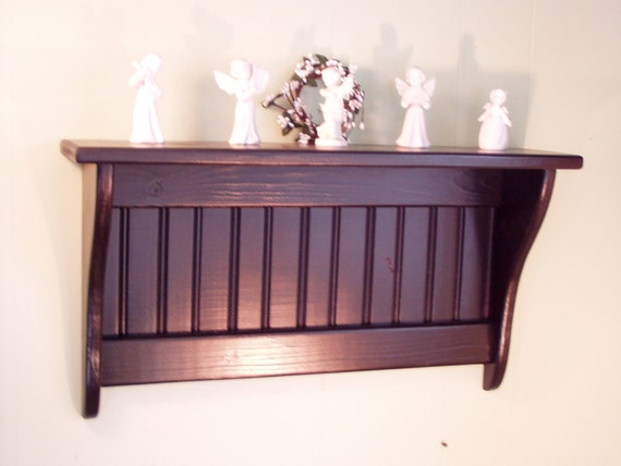 Pine Coat Rack Wall Shelf Painted Black 30 Inches