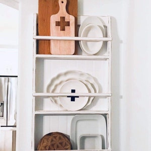 Kitchen Wall Display, Cookbook Rack, Cutting Board Display Shelf , Hanging Wall Plate Rack