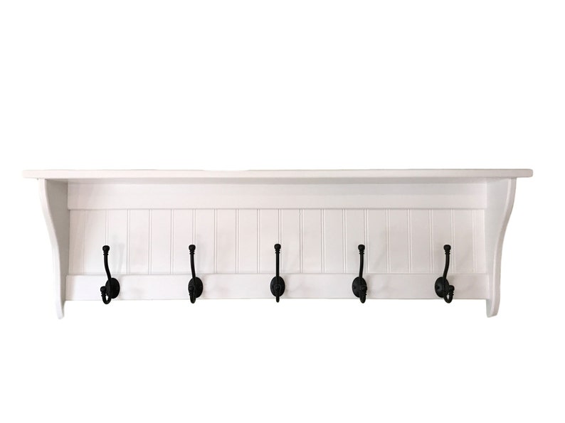 Storage Coat Rack, Hanging Wall Shelf, Shelf with Coat Hooks, Home Display Shelf image 3