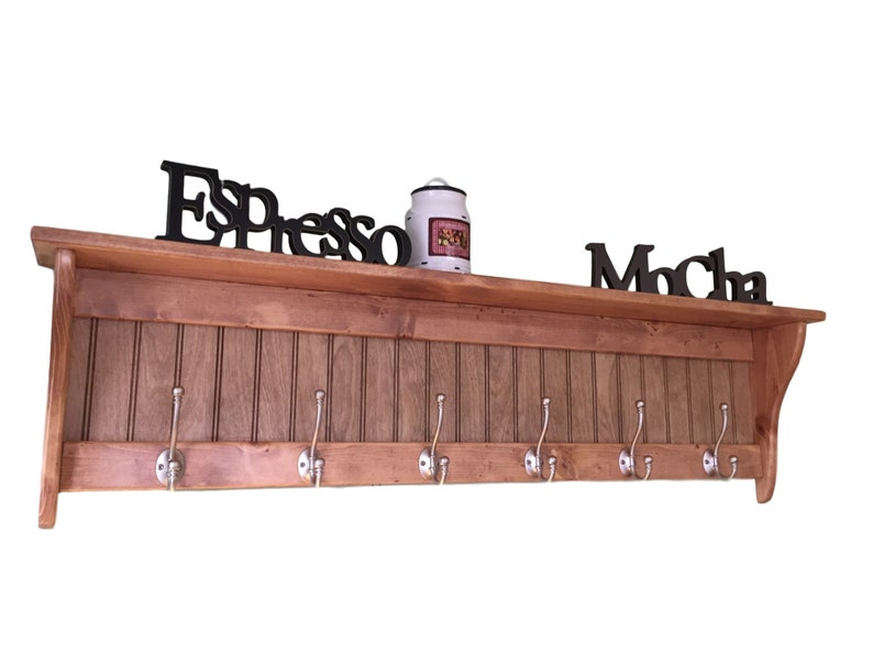 Wall Coat Rack 48 Wide Shelf With Satin Chrome Hooks Etsy