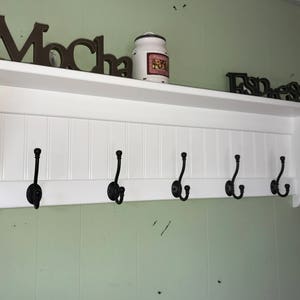 Storage Coat Rack, Hanging Wall Shelf, Shelf with Coat Hooks, Home Display Shelf image 7