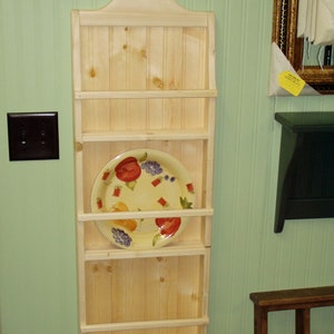 Plate Rack, Primitive Unfinished, Charming Rustic Pine 3 Rack Shelf, Plate Display