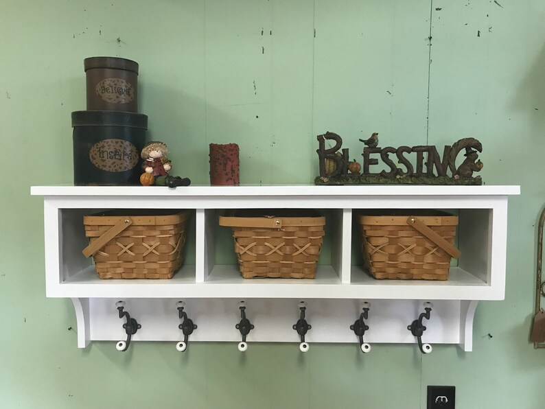 Handcrafted Wood Wall Coat Rack with Shelf and Cubby Storage Etsy