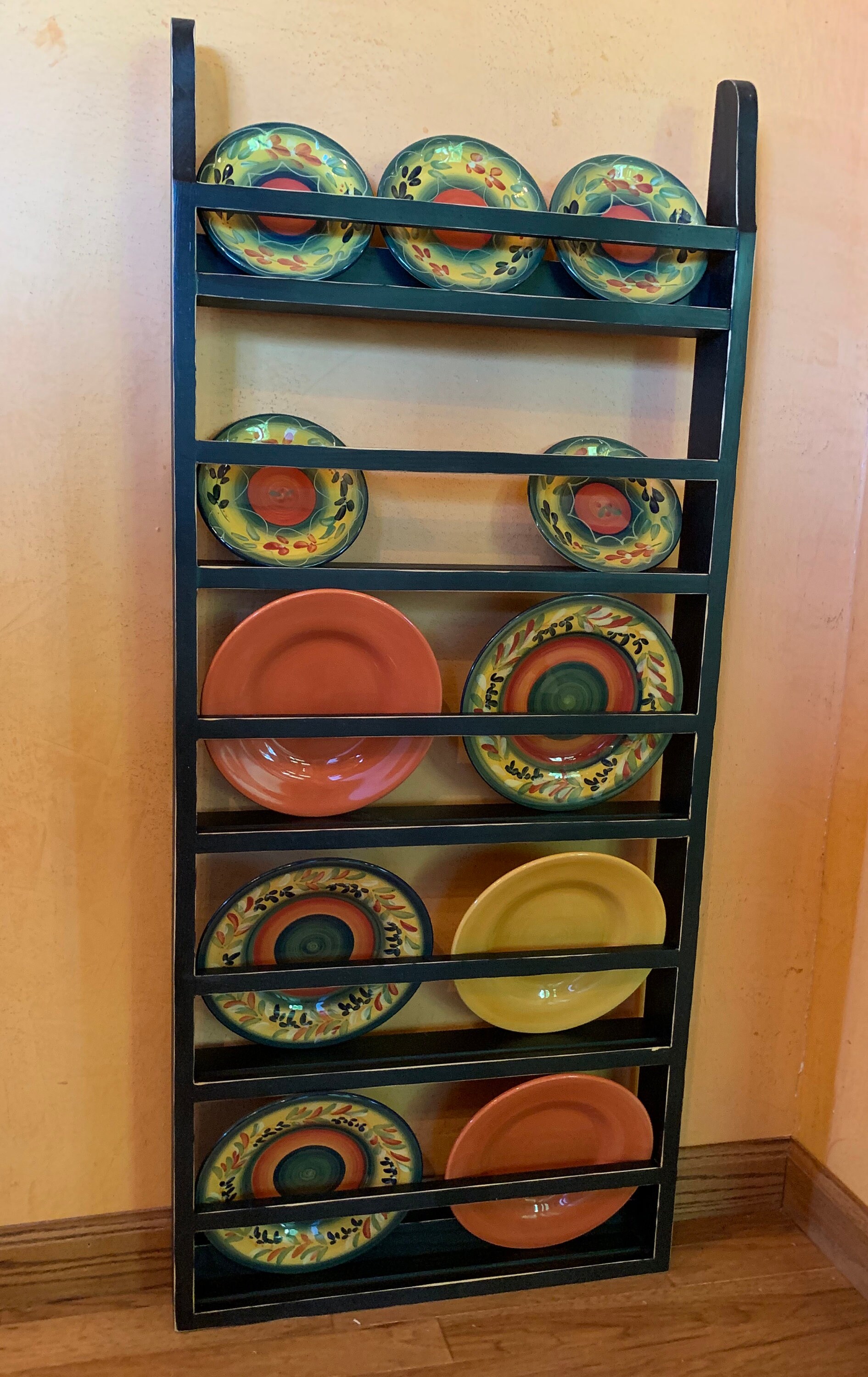 Farmhouse Plate Rack: Distressed Black Rustic Wall Hanging - Etsy