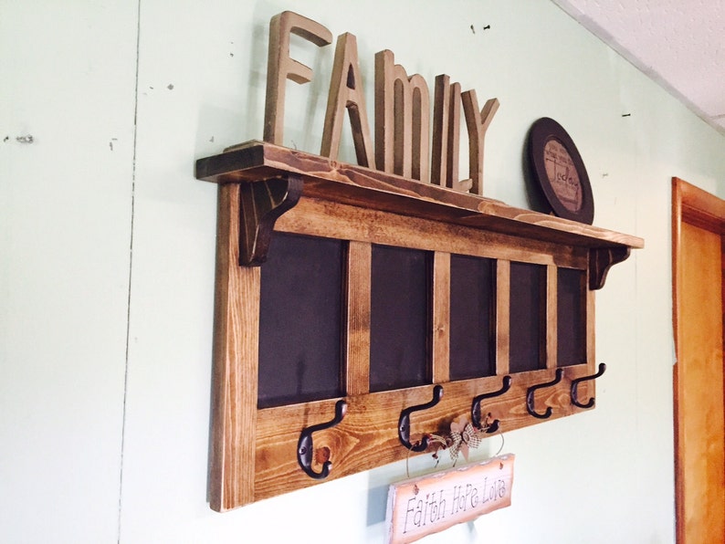 Chalkboard Message Coat Rack Wood Message Board Wall Shelf Etsy