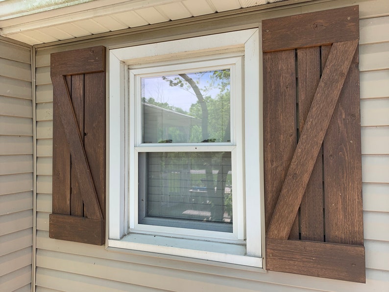 Rustic Wood Window Shutters, Decorative Wood Shutters, Indoor or Outdoor Wood Shutters, Picture Hangers image 1