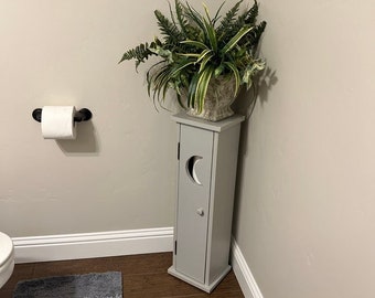 Armoire à papier toilette rustique : rangement pour salle de bain bleu ardoise