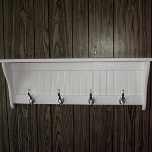 Charming Country Wood Coat Rack,  Pretty Wall Shelf with Hooks, Country Display Shelf with hooks