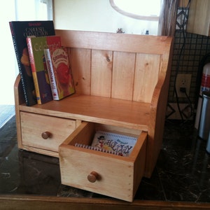 Cook Book Recipe Display Rack Counter Top Shelf Recipe Drawers Country Primitive Stained