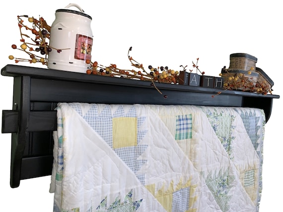Wooden quilt rack with shelf deals