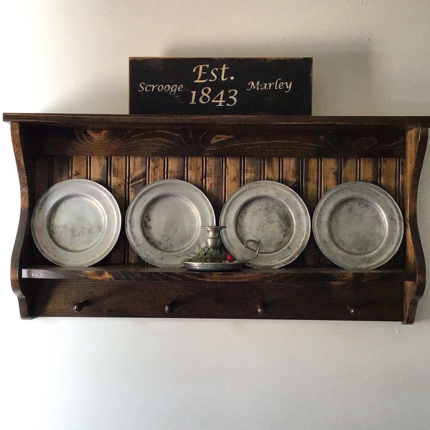 Rustic Country Kitchen Shelf Plate Display, Bowl Rack, Canister Storage