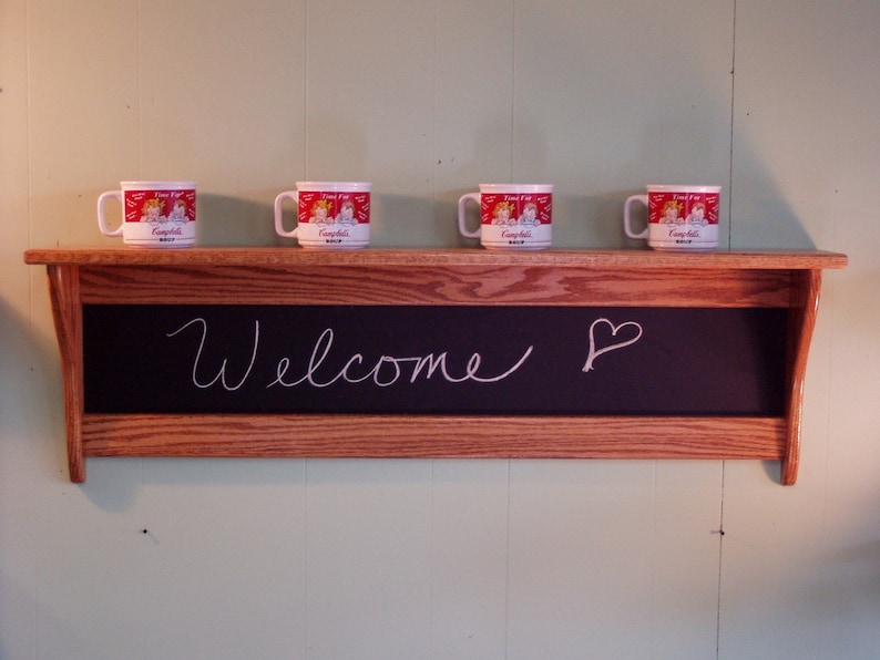 42 Oak Chalkboard Message Board Wall Shelf No Hooks Etsy