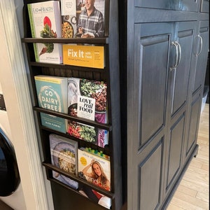 Side Cabinet plate rack, Cutting Board Display Rack, plate and platter Display, cookbook holder and bookshelf