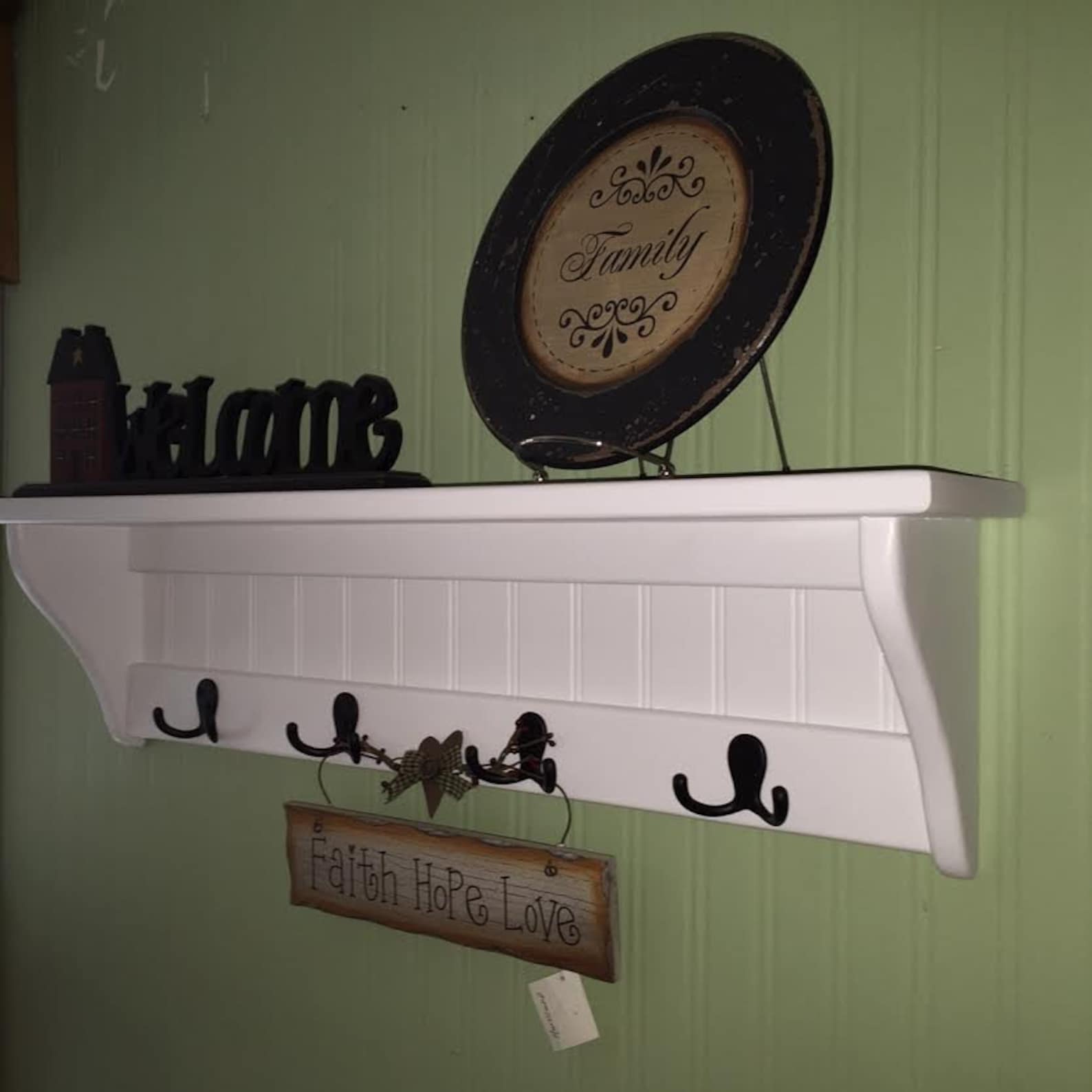 Key Rack Wall Hanging Shelf and Coat Hook Rack 30 Etsy