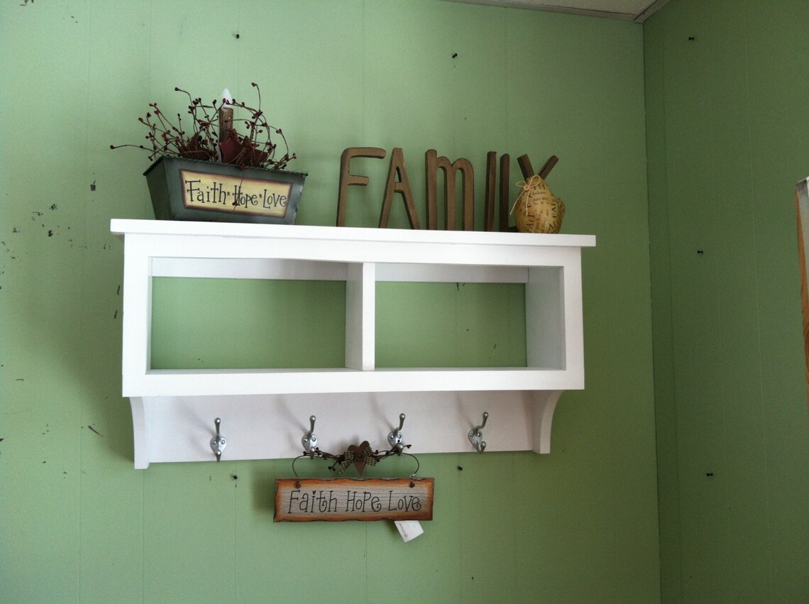 Splendid Coat Rack Cubby Wood Wall Shelf Cubby Shelf With Etsy