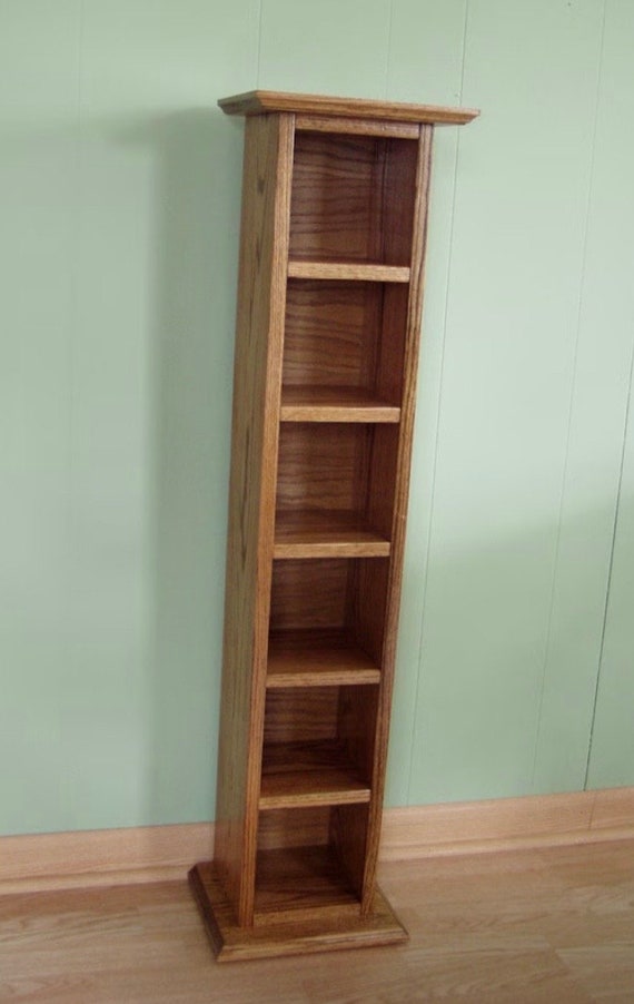auvicase ビンテージ 木製 ウッド CDラック CDタワー 天然木 Solid Oak CD Tower: Floor Standing Media Storage - Etsy