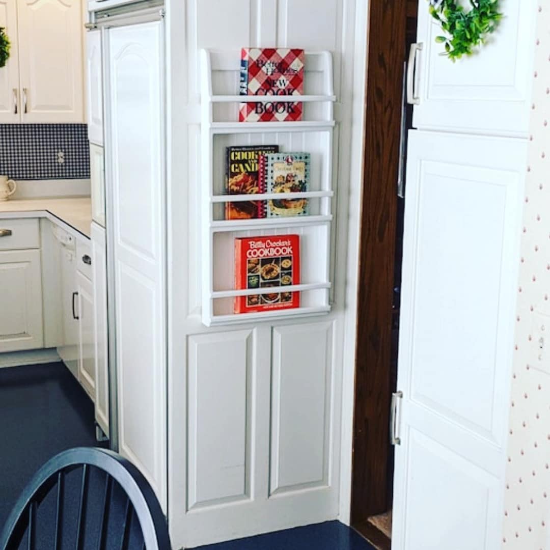 Wall Hanging Bookshelf , Cookbook Kitchen Shelf and Holder, Plate Rack