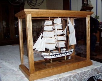 Model Ship Display Case Cabinet Oak