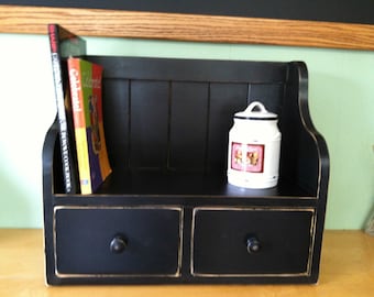 Cook Book Recipe Display Rack Counter Top Shelf Recipe Drawers Country Primtive