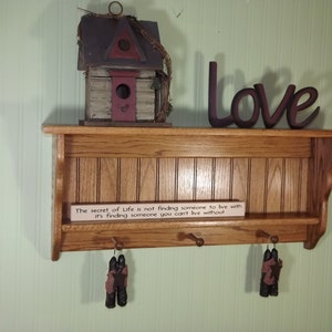 Shaker Rack Style Two Shelf Wall Rack Wood Wall SHelf Display Coat Rack