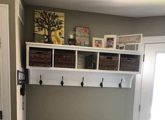 Amazing Coat Rack Wall Shelf With Storage Cubbies Entryway Bedroom Storage  Bench Separate but Available and Shelf With Coat Hooks 