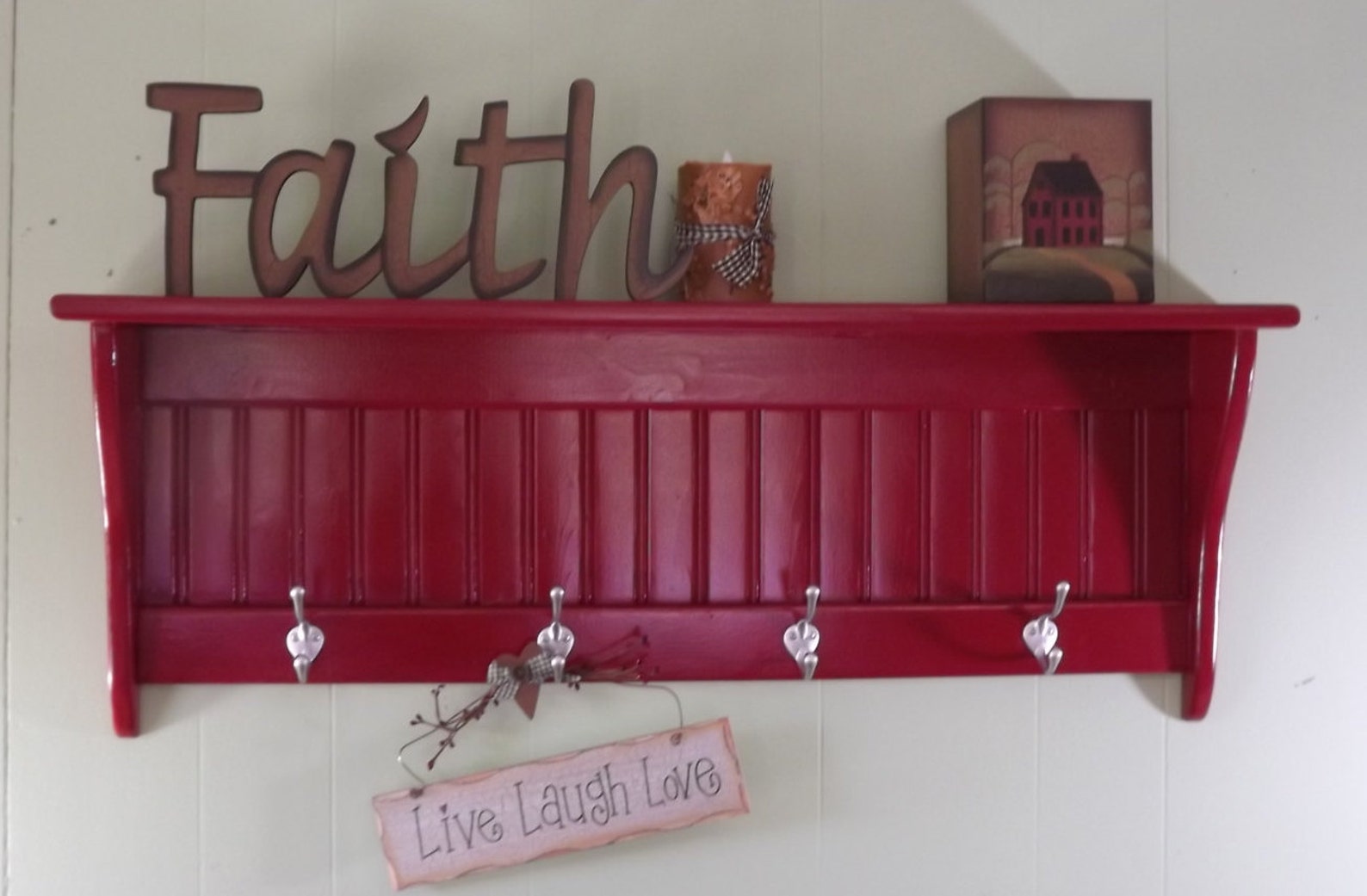 Charming Wood Shelf Country Coat Rack Display Wall Shelf Etsy