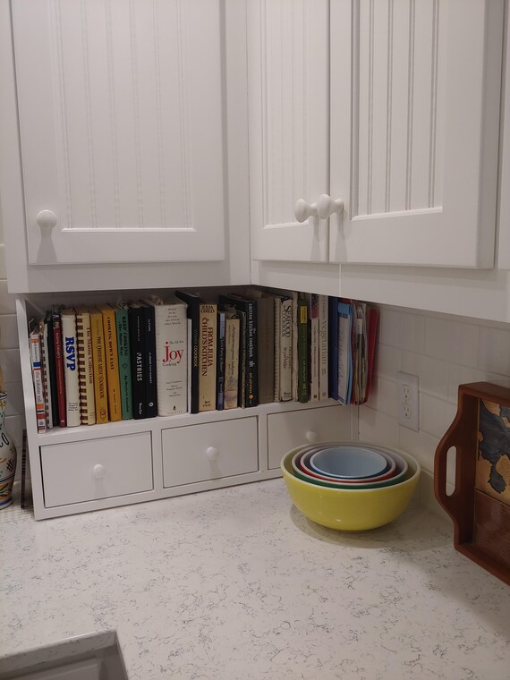 Cookbook Shelf and Kitchen Storage Recipe Box With Shelf for