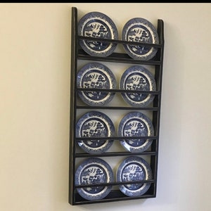Wall Hanging Plate Display Rack Vertical Plate Rack Primitive Kitchen Home Decor Plate Rack Wood Wall Shelf
